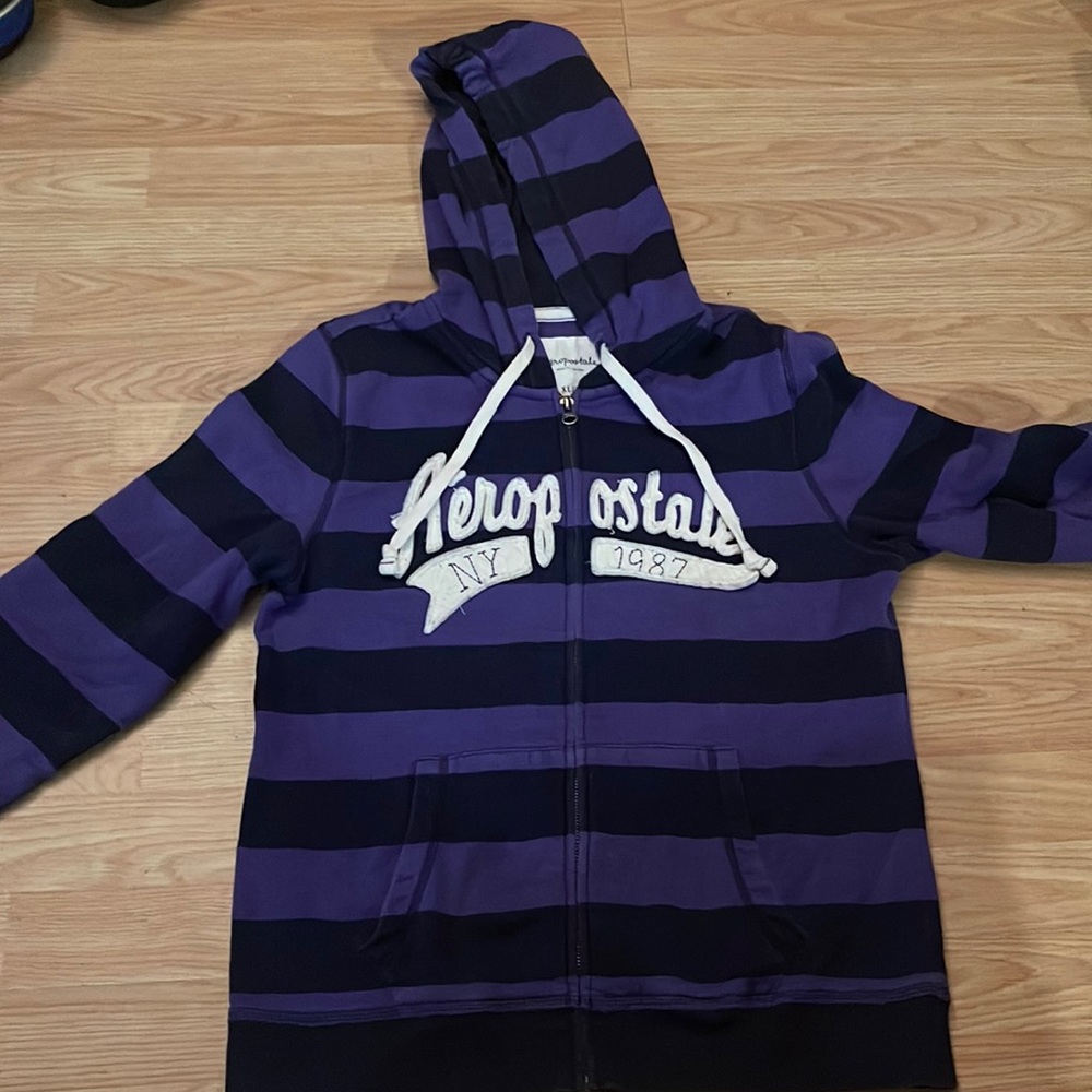 VINTAGE PURPLE STRIPED AEROPOSTLE ZIP UP